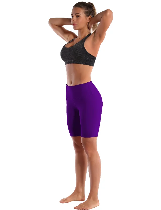 8"" High Waist Yoga Shorts eggplantpurple