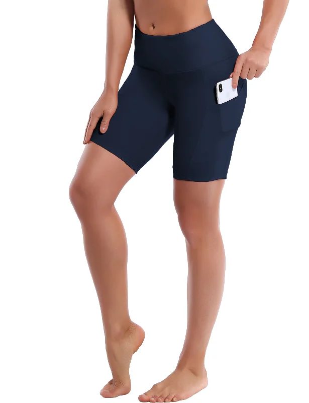 8"" Side Pockets Yoga Shorts darknavy