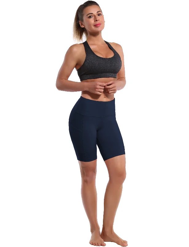 8"" Side Pockets Yoga Shorts darknavy