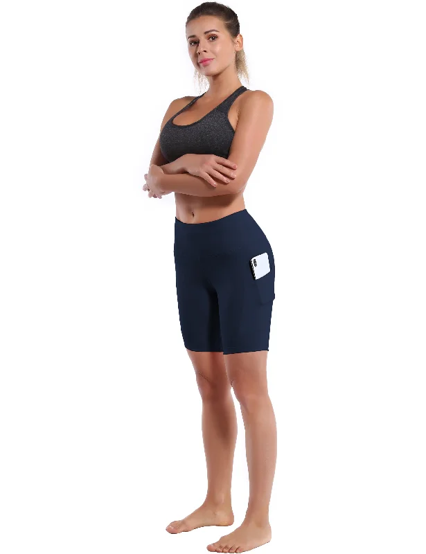 8"" Side Pockets Yoga Shorts darknavy