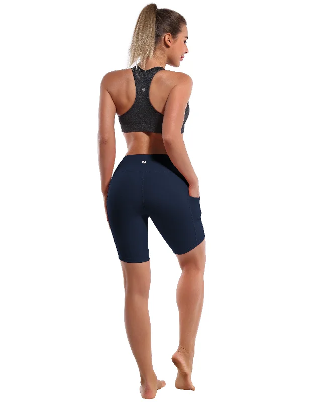 8"" Side Pockets Yoga Shorts darknavy