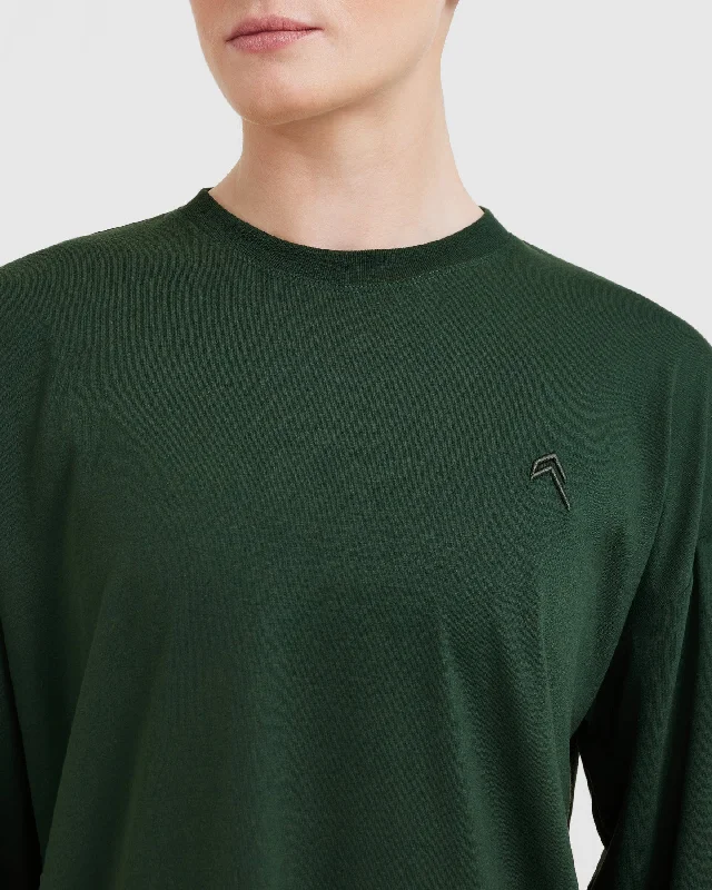 Classic Oversized Lightweight Long Sleeve Top | Pine Green