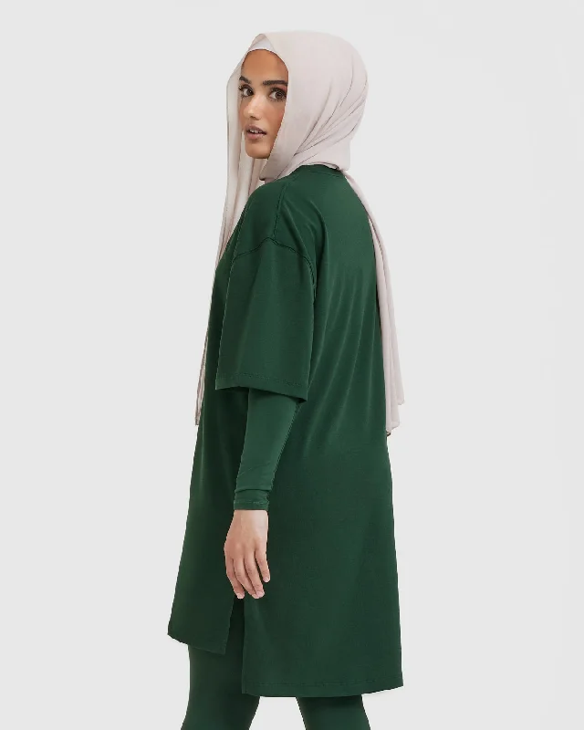 Classic Oversized Longline T-Shirt | Pine Green