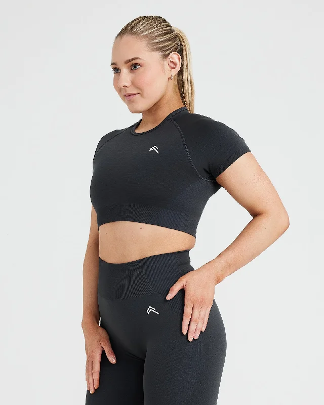 Classic Seamless 2.0 Short Sleeve Crop Top | Coal Marl