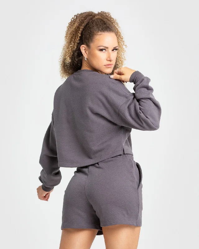 Comfort Cropped Crew Neck | Charcoal