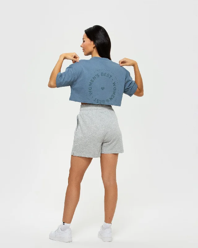 Comfort Oversized Cropped Short Sleeve T-Shirt | Smoke Blue