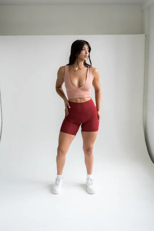 Core 4-Way Reversible Crop Top- Merlot Rose