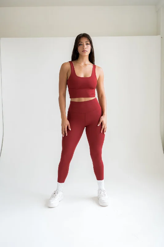 Core 4-Way Reversible Crop Top- Merlot Rose