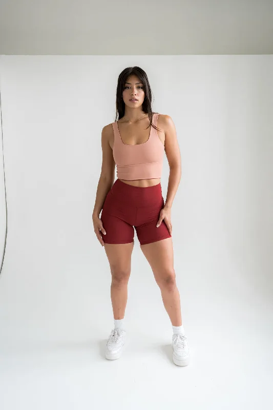 Core 4-Way Reversible Crop Top- Merlot Rose