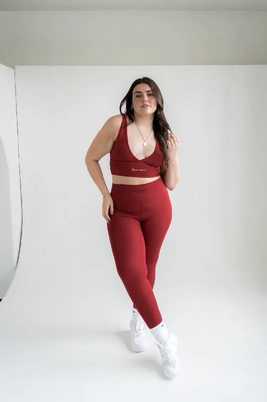 Core 4-Way Reversible Crop Top- Merlot Rose