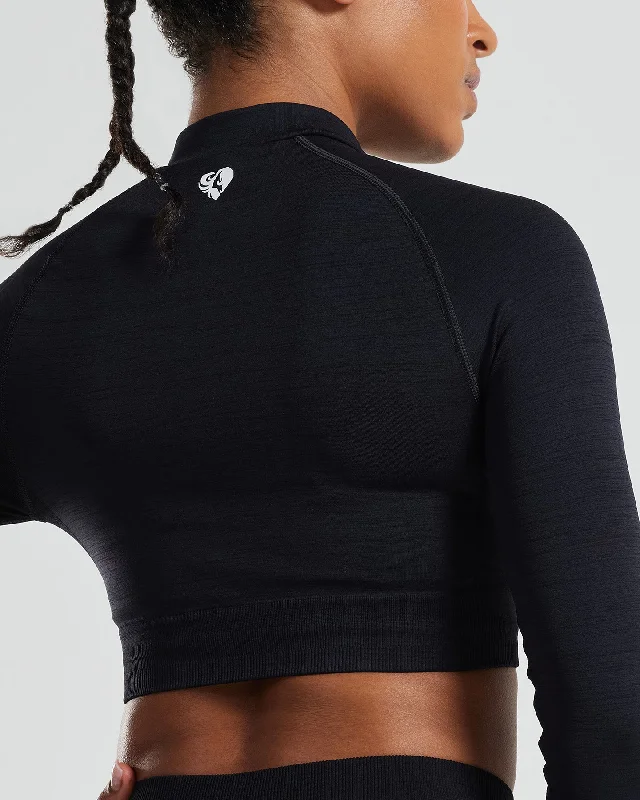 Define Seamless Crop Zip Jacket | Black