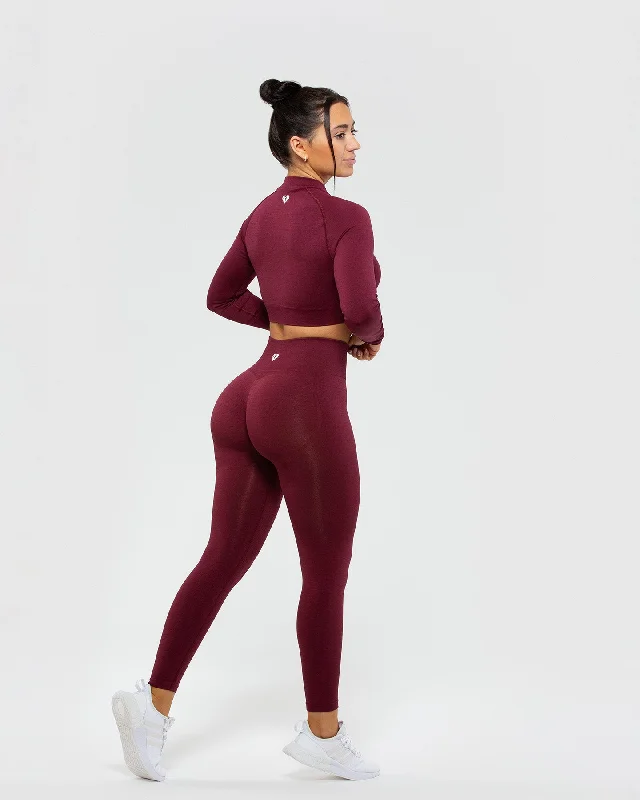 Define Seamless Crop Zip Jacket | Dark Cherry