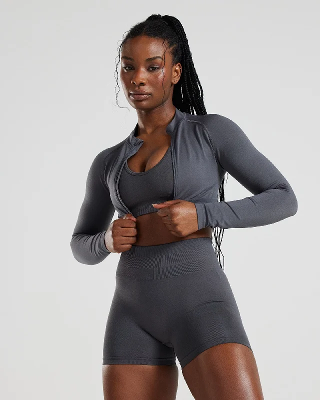 Define Seamless Crop Zip Jacket | Graphite