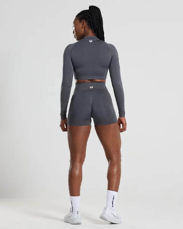 Define Seamless Crop Zip Jacket | Graphite