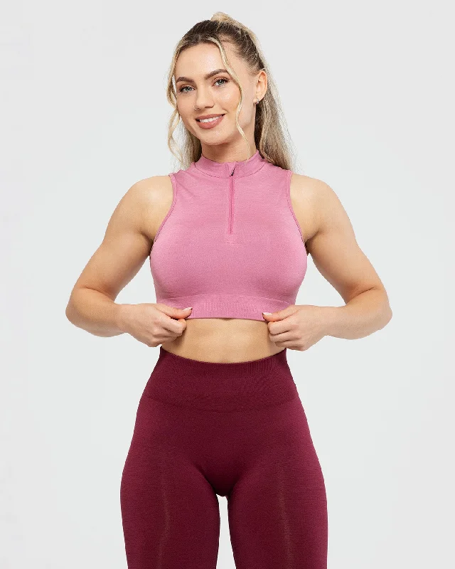 Define Seamless Half Zip Crop Tank | Heather Rose