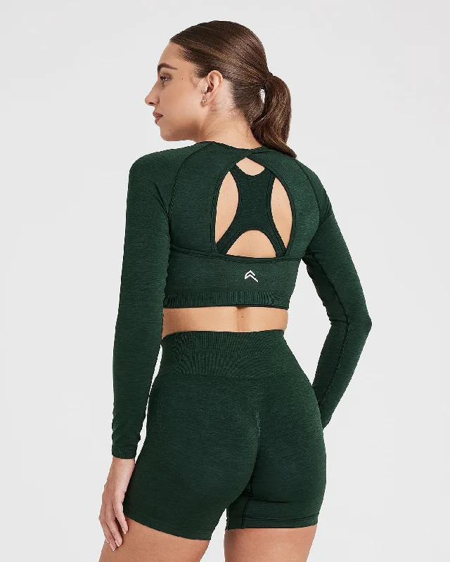 Effortless Seamless Long Sleeve Crop Top | Evergreen