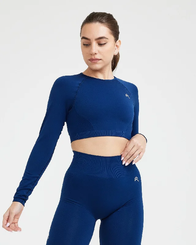 Effortless Seamless Long Sleeve Crop Top | Midnight