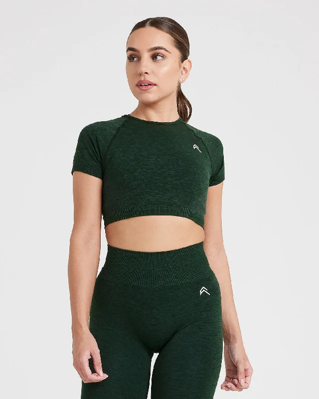 Effortless Seamless Short Sleeve Crop Top | Evergreen