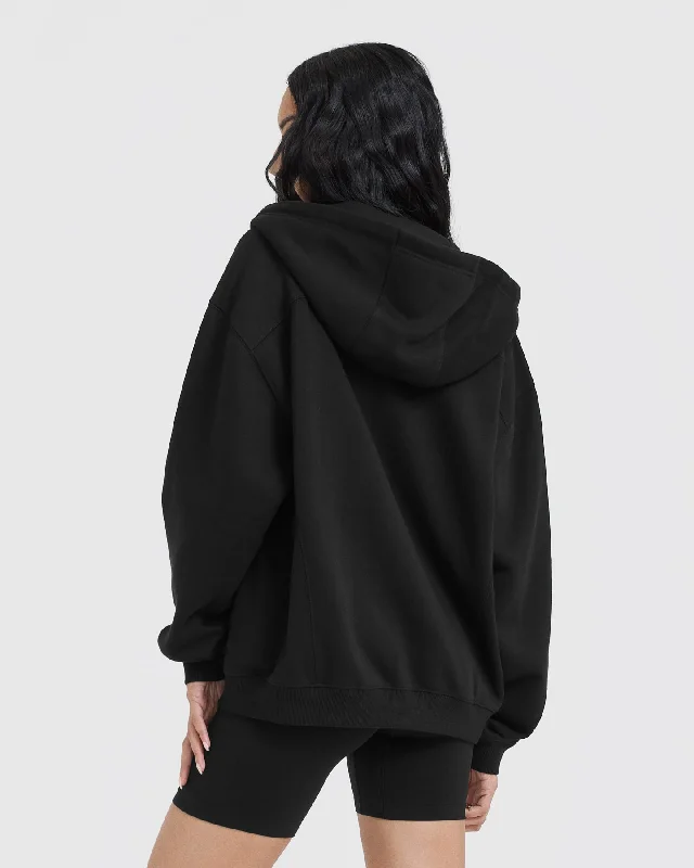 Foundations Zip Through Hoodie | Black