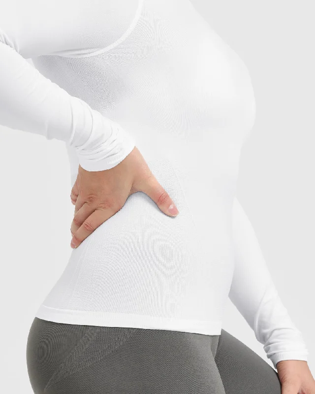 Go To Seamless Fitted Long Sleeve Top | White