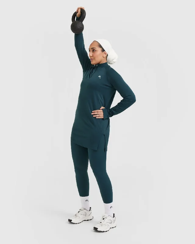 Go To Seamless Loose Long Sleeve Longline Top | Oil Blue