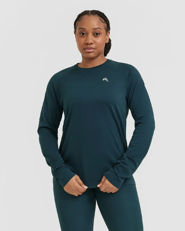 Go To Seamless Loose Long Sleeve Top | Oil Blue