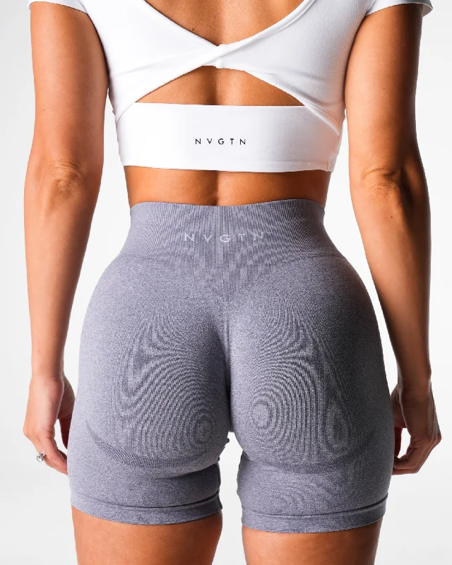 Grey Mid Rise Contour Seamless Shorts