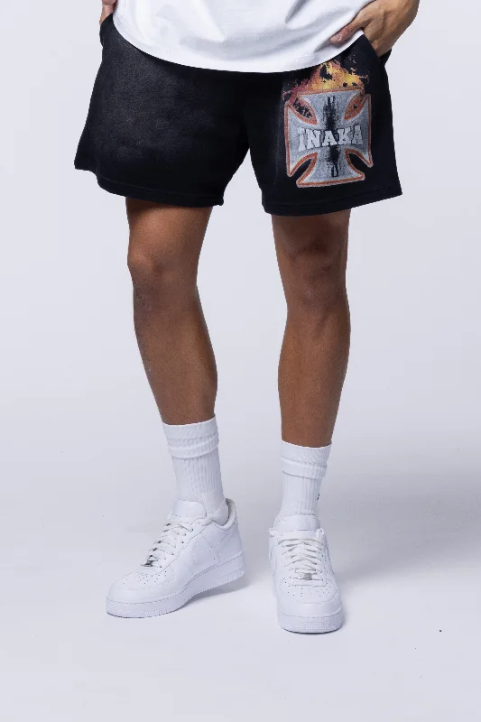 CROSS FLAME FLEECE SHORTS - INFRARED