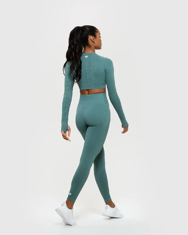 Power Seamless Long Sleeve Crop Top | Sea Pine