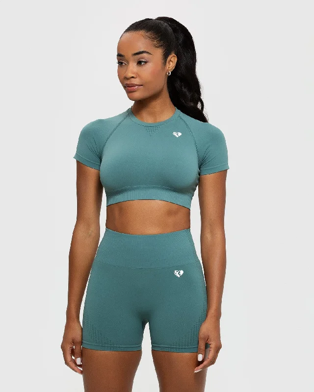 Power Seamless Short Sleeve Crop Top | Sea Pine