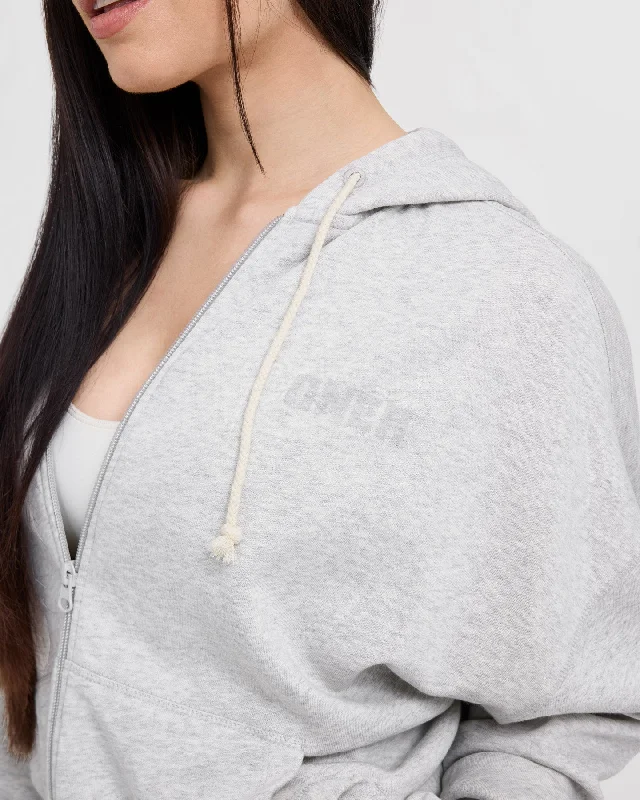 Raw Lounge Oversized Zip Hoodie | Light Grey Marl