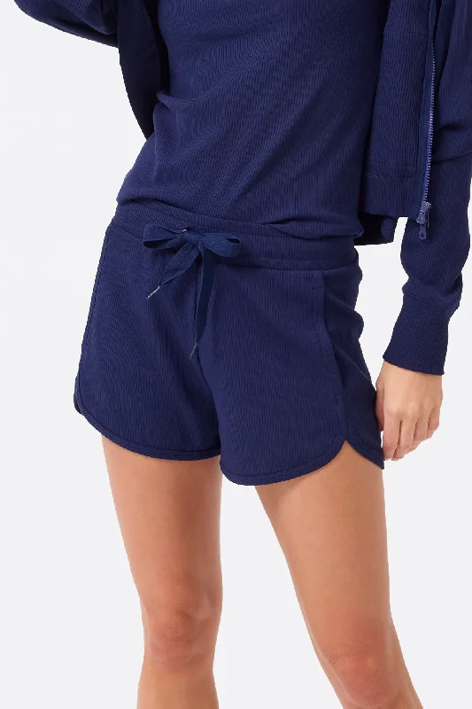 Rib Track Short in Navy