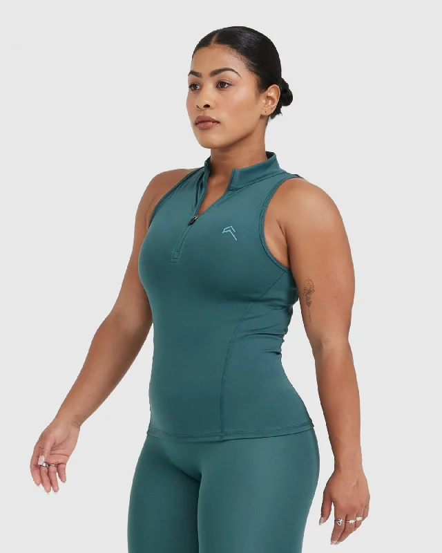 Timeless Half Zip Tank | Marine Teal