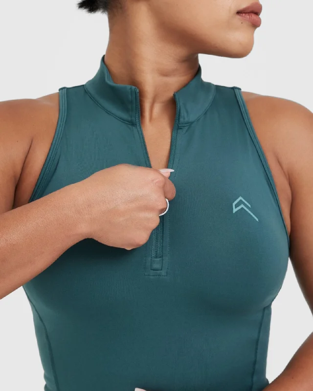 Timeless Half Zip Tank | Marine Teal