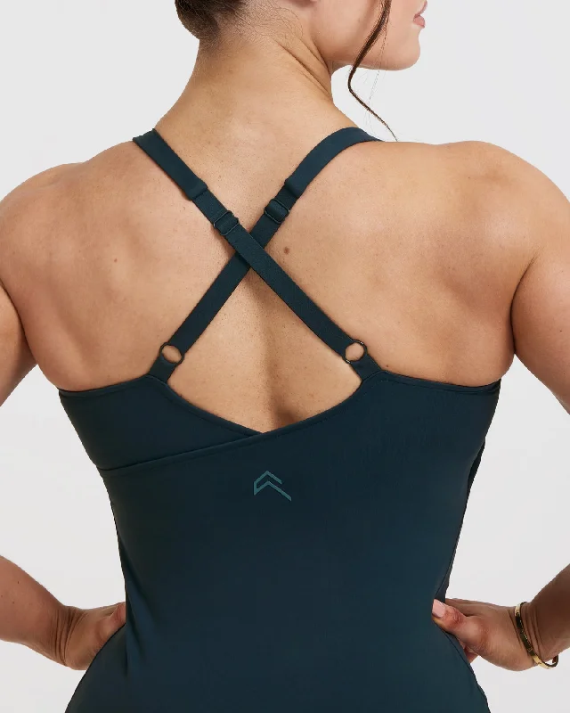 Unified V-Neck Cross Back Vest | Oil Blue