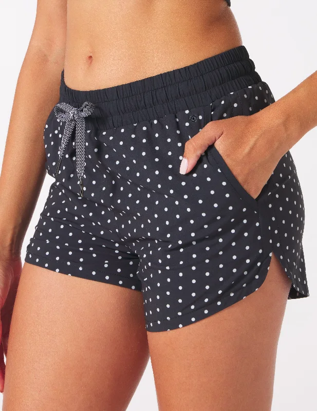 Unstoppable Short 4"": Black/White Polka Dot