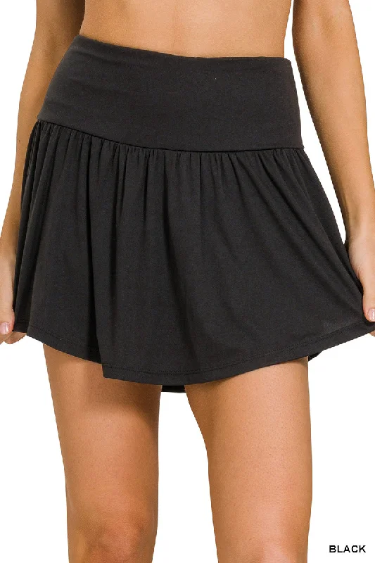 Zenana Wide Band Tennis Skirt with Zippered Back Pocket