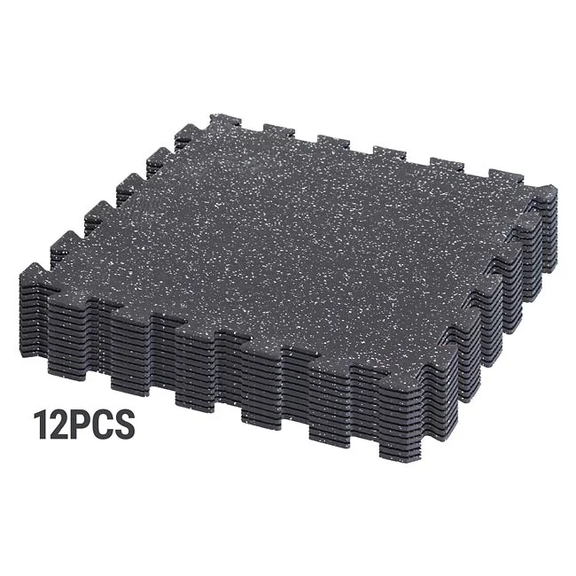 12 Pack 6mm Gorilla Flooring 24"" x 24"" Interlocking Rubber Tile w/Speckle ECO