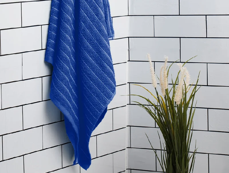 Navy Blue - Dark Blue 100% Cotton Bath Towel - 2-In-1 By Welspun