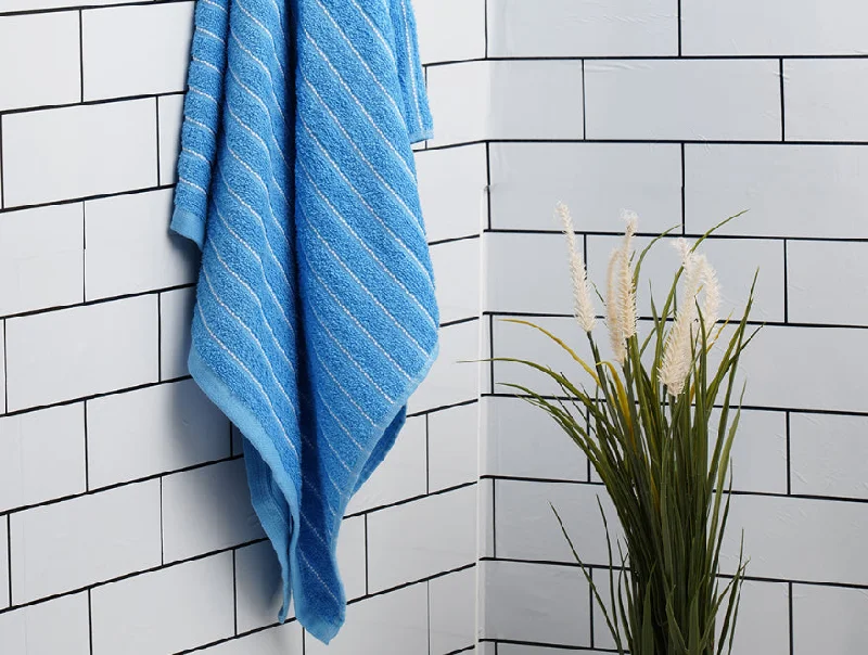 Royal Blue - Dark Blue 100% Cotton Bath Towel - 2-In-1 By Welspun