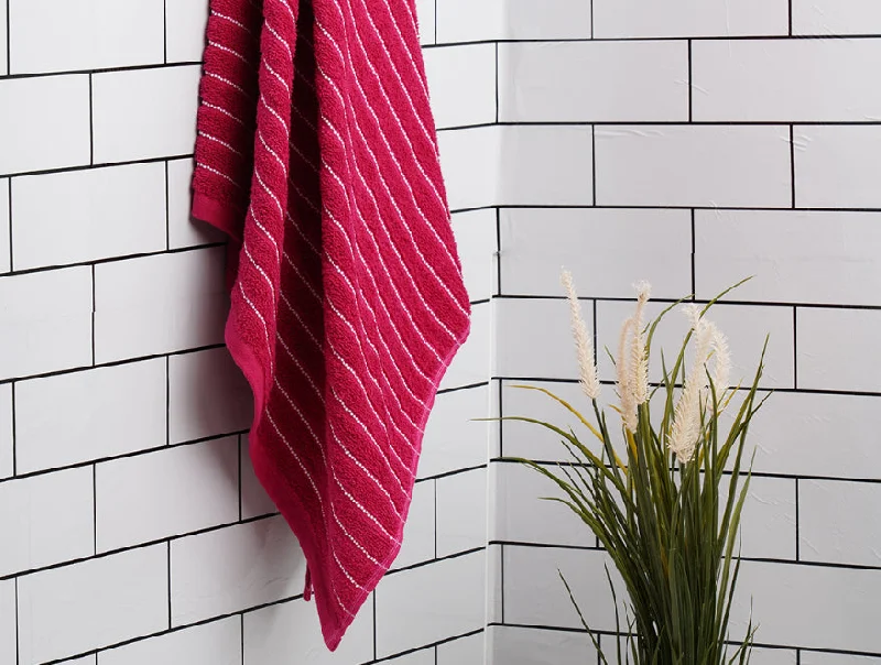 Cherry - Dark Red 100% Cotton Bath Towel - 2-In-1 By Welspun