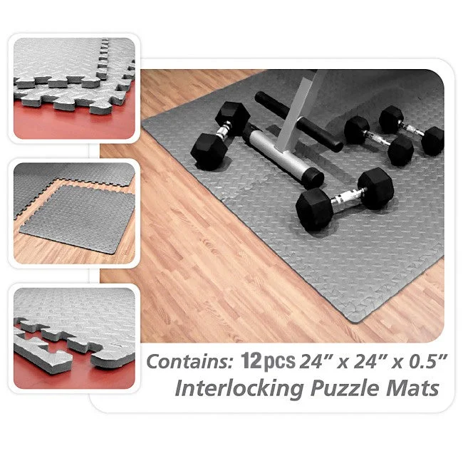 Element Fitness 24"" x 24"" x 1/2"" - 12 pcs Floor Mats