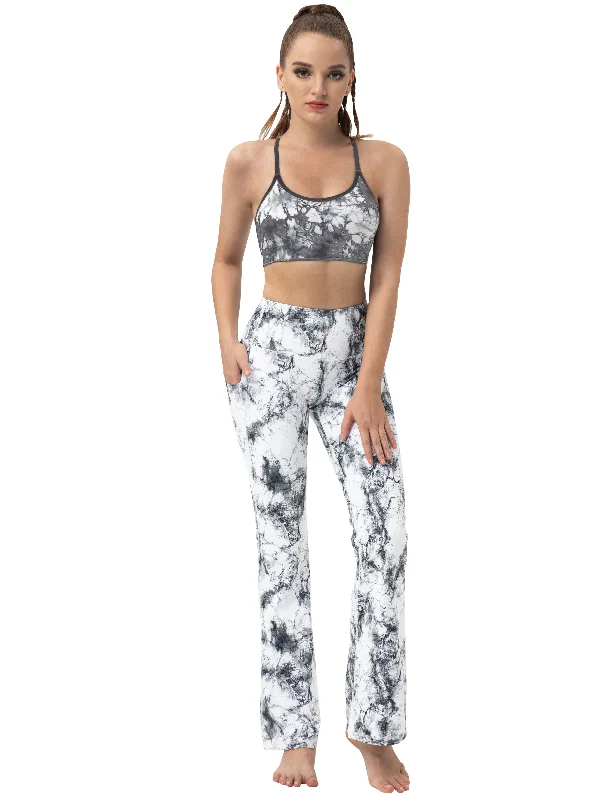 29"" 31"" 33"" 35"" 37""  Side Pockets Printed Bootcut Leggings arabescato