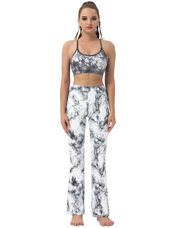 29"" 31"" 33"" 35"" 37""  Side Pockets Printed Bootcut Leggings arabescato