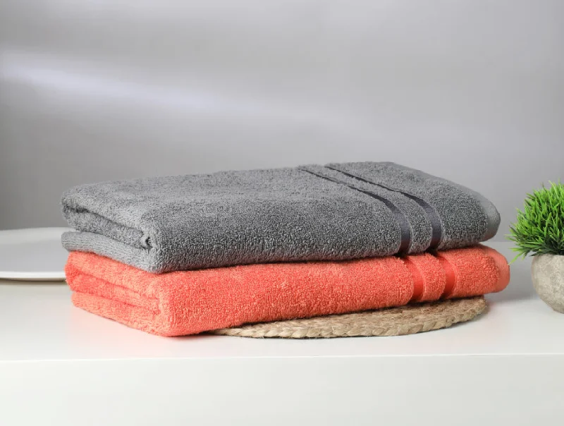 Gunmetal Grey/R 2 Piece 100% Cotton Bath Towel Set - Atrium By Spaces