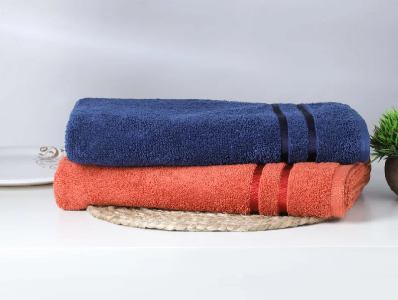 Red/Midnight Bl 2 Piece 100% Cotton Bath Towel Set - Atrium By Spaces