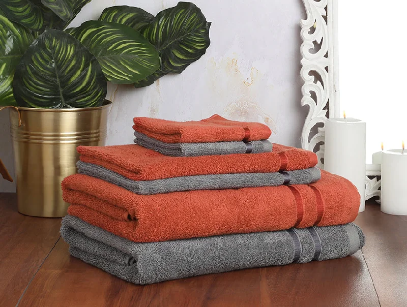 Gunmetal Grey/R 6 Piece 100% Cotton Towel Set - Atrium By Spaces