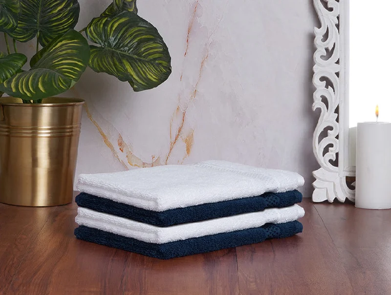 White/Midnight 4 Piece 100% Cotton Hand Towel Set - Atrium Plus By Spaces