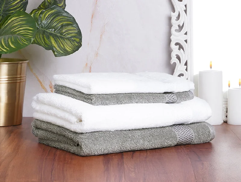 White/Gunmetal 4 Piece 100% Cotton Towel Set - Atrium Plus By Spaces