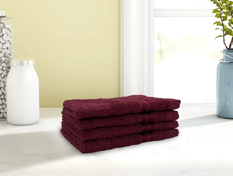 Berry-Dark Red 4 Piece 100% Cotton Face Towel - Welspun Anti Bacterial By Welspun